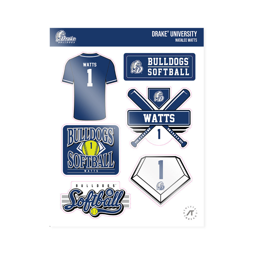 Drake - NCAA Softball : Natalee Watts - Sticker Sheet-0