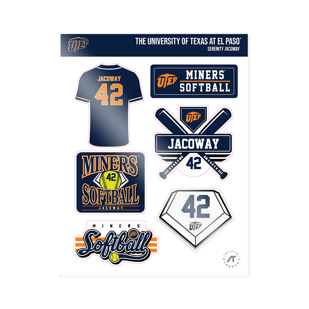 UTEP - NCAA Softball : Serenity Jacoway - Sticker Sheet-0
