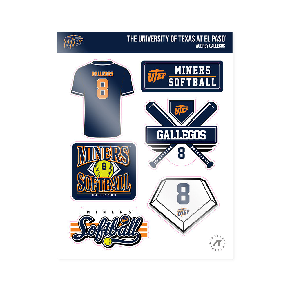 UTEP - NCAA Softball : Audrey Gallegos - Sticker Sheet-0