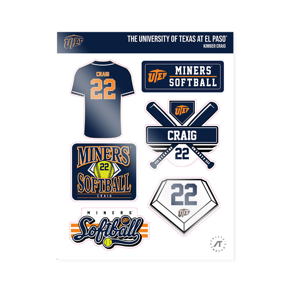 UTEP - NCAA Softball : Kimber Craig - Sticker Sheet-0