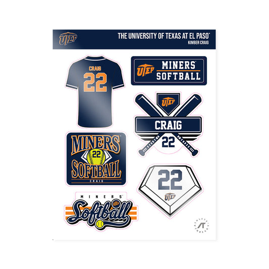 UTEP - NCAA Softball : Kimber Craig - Sticker Sheet-0