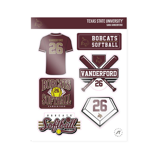 Texas State - NCAA Softball : Sara Vanderford - Sticker Sheet-0