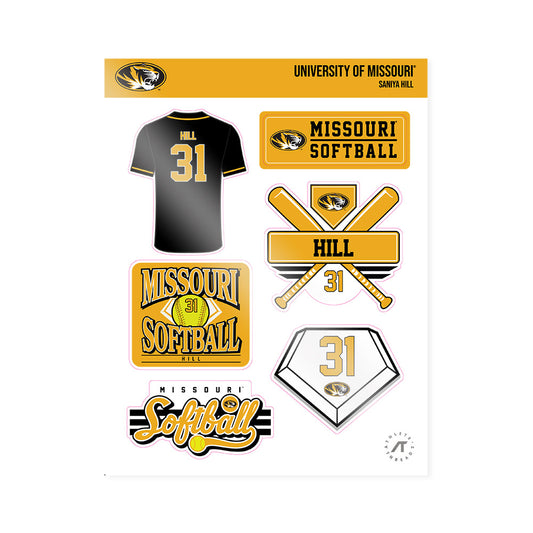 Missouri - NCAA Softball : Saniya Hill - Sticker Sheet-0