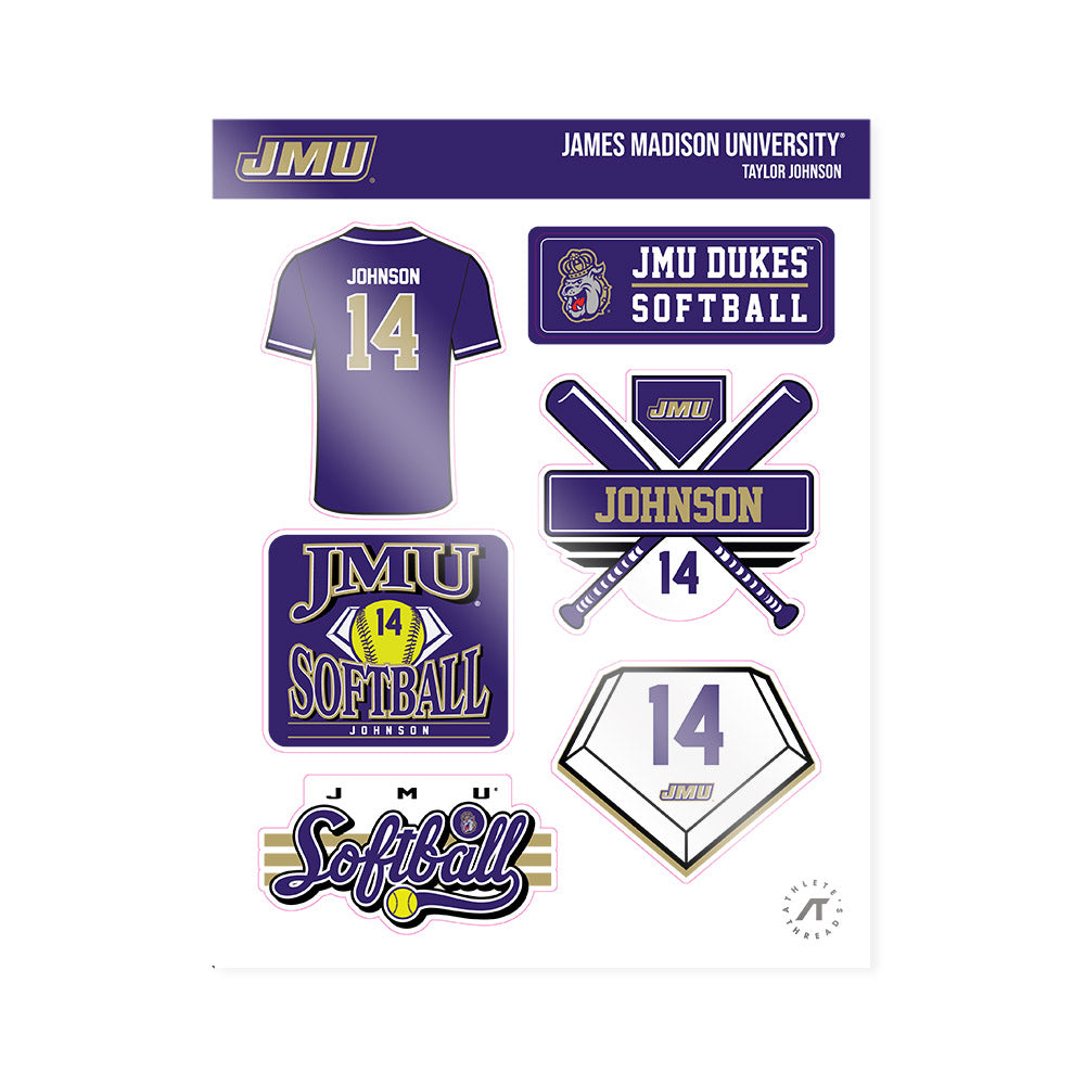 JMU - NCAA Softball : Taylor Johnson - Sticker Sheet-0