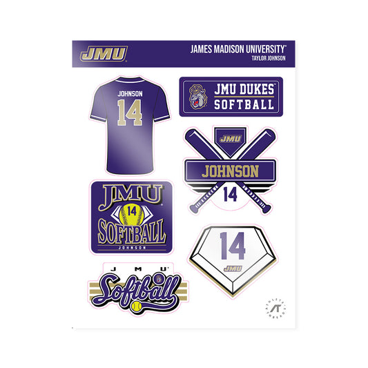 JMU - NCAA Softball : Taylor Johnson - Sticker Sheet-0