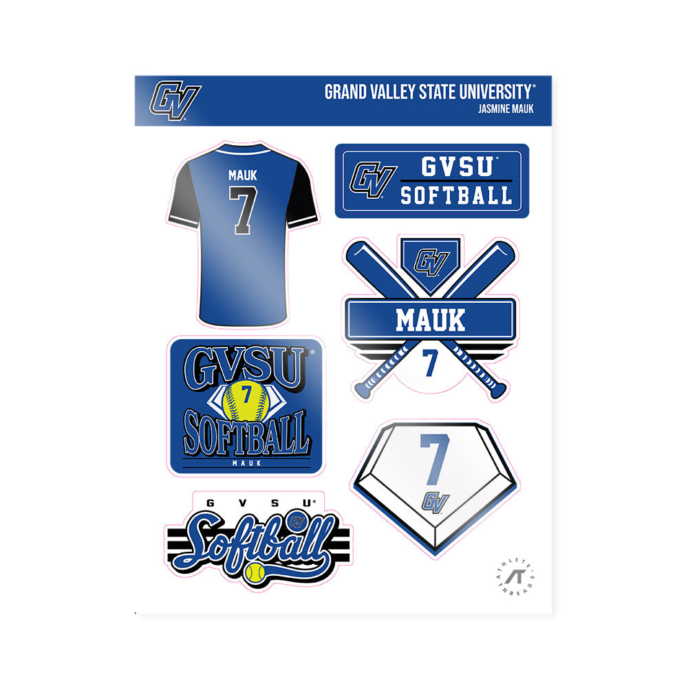Grand Valley - NCAA Softball : Jasmine Mauk - Sticker Sheet-0
