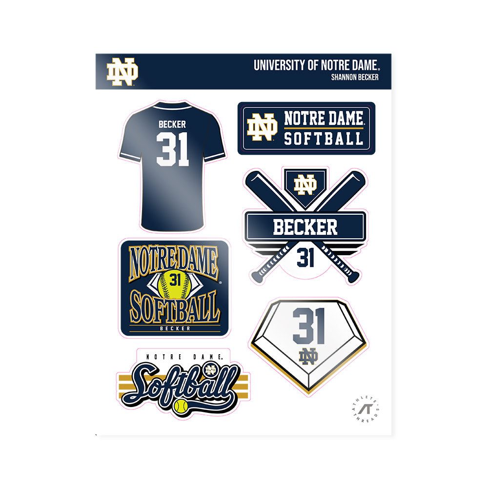 Notre Dame - NCAA Softball : Shannon Becker - Sticker Sheet-0