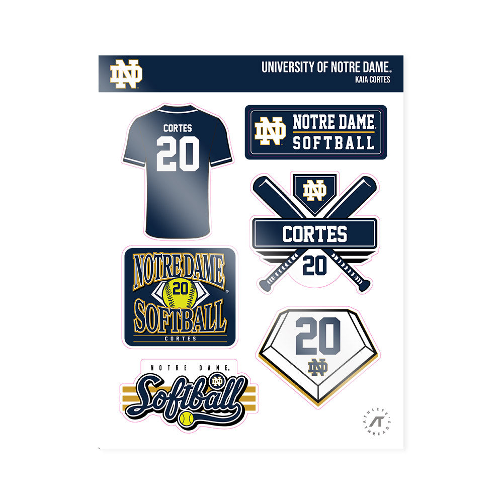 Notre Dame - NCAA Softball : Kaia Cortes - Sticker Sheet-0