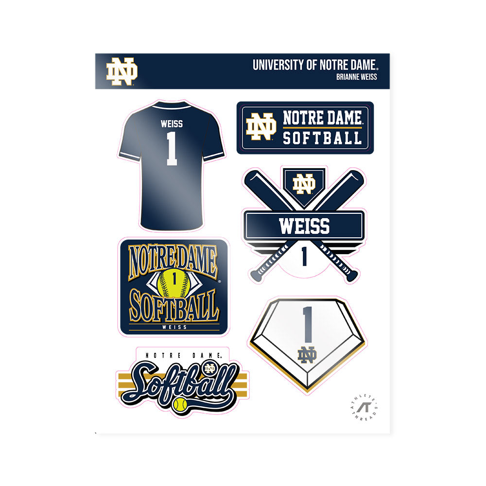Notre Dame - NCAA Softball : Brianne Weiss - Sticker Sheet-0