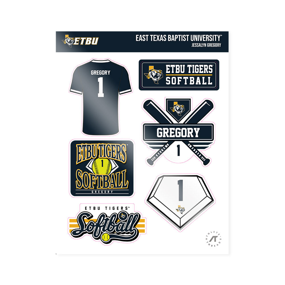 ETBU - NCAA Softball : Jessalyn Gregory - Sticker Sheet-0