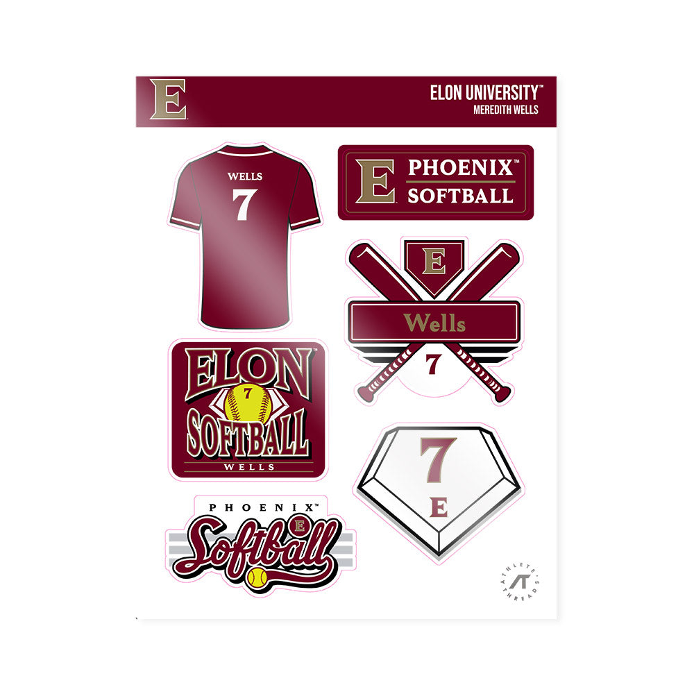 Elon - NCAA Softball : Meredith Wells - Sticker Sheet-0