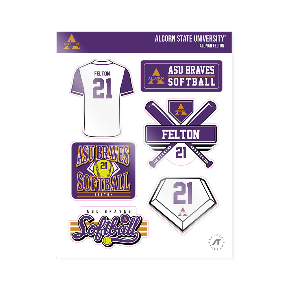 Alcorn - NCAA Softball : Alonah Felton - Sticker Sheet-0