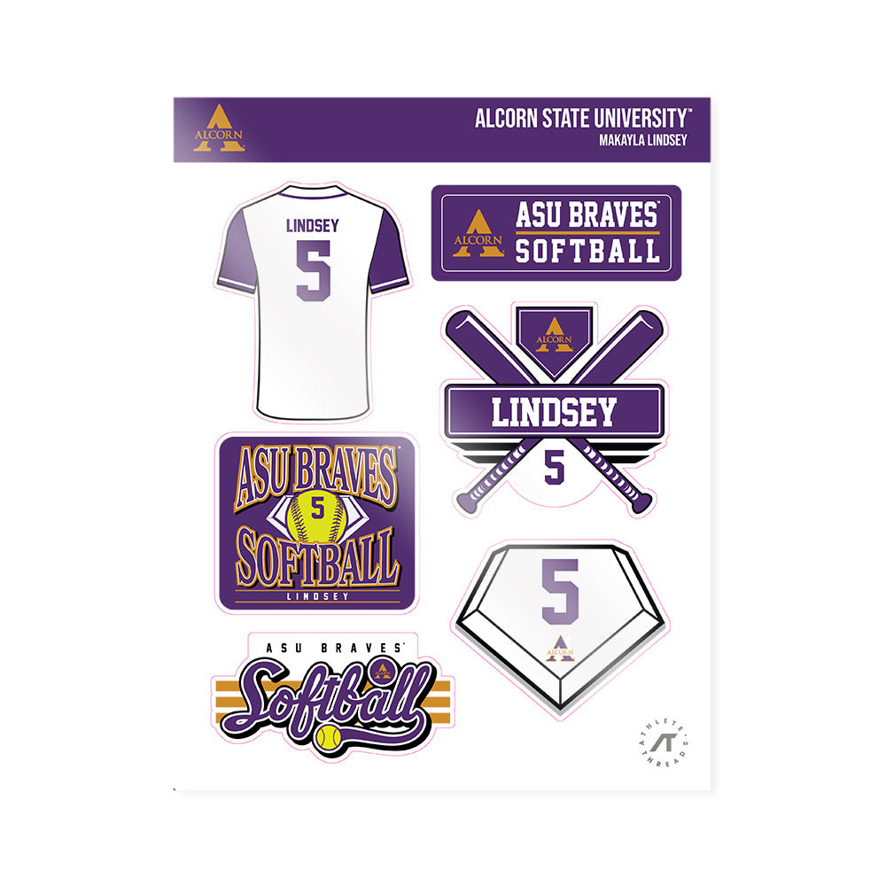 Alcorn - NCAA Softball : Makayla Lindsey - Sticker Sheet-0