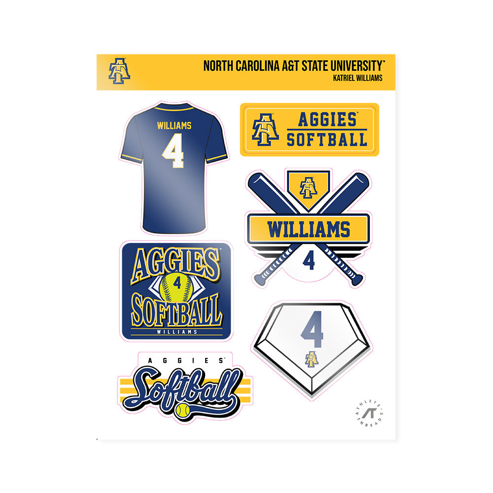North Carolina A&T - NCAA Softball : Katriel Williams - Sticker Sheet-0