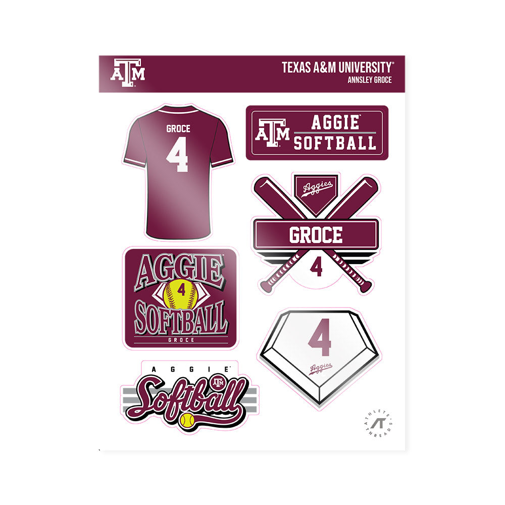 Texas A&M - NCAA Softball : Annsley Groce - Sticker Sheet-0