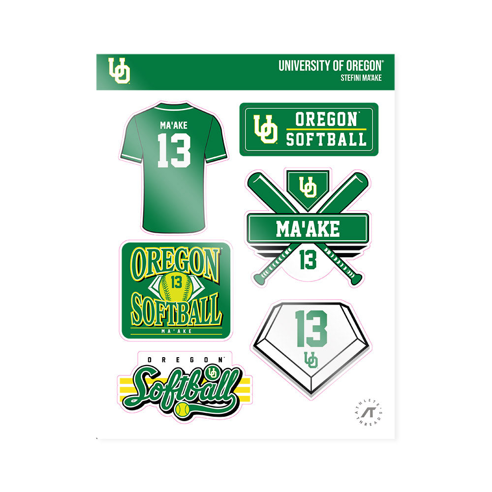 Oregon - NCAA Softball : Stefini Ma'ake - Sticker Sheet-0