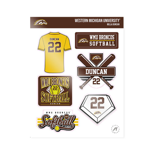 Western Michigan - NCAA Softball : Bella Duncan - Sticker Sheet-0