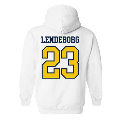 Michigan - NCAA Men's Basketball : Yaxel Lendeborg - Classic Shersey Hooded Sweatshirt-1
