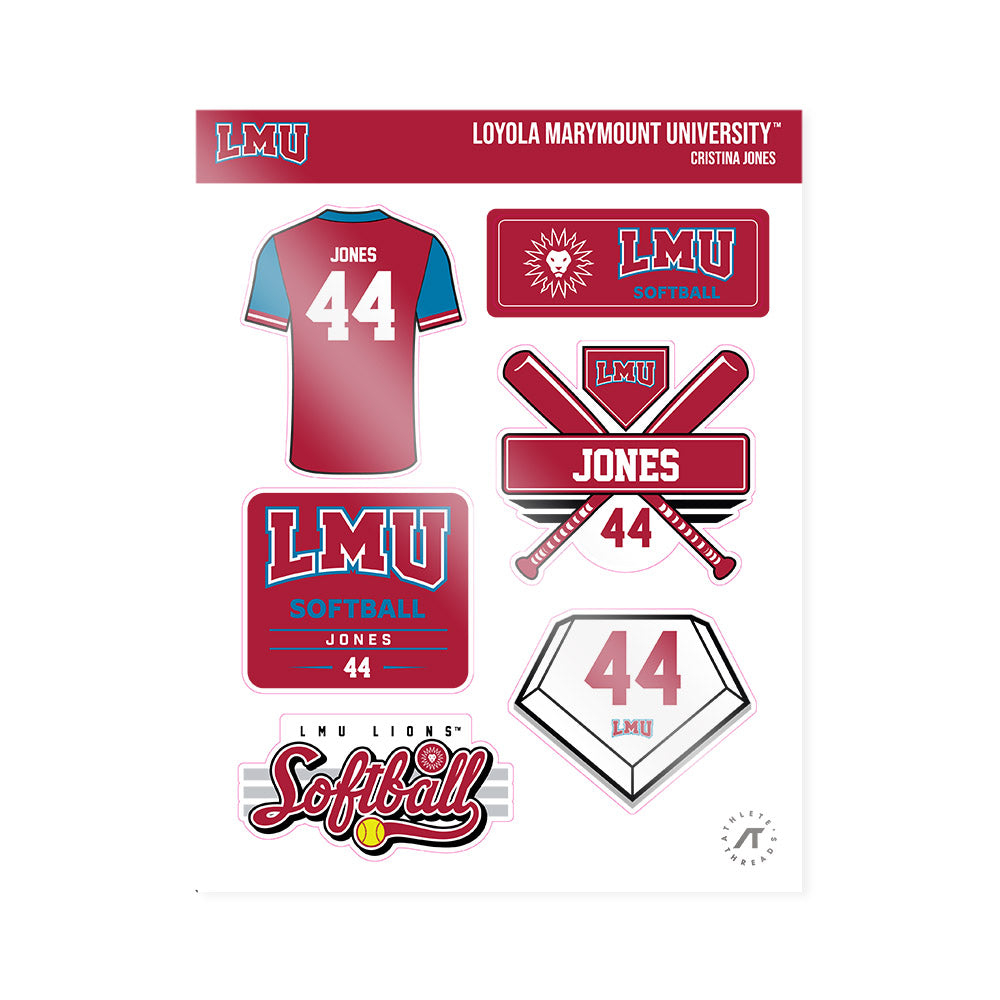 LMU - NCAA Softball : Cristina Jones - Sticker Sheet-0