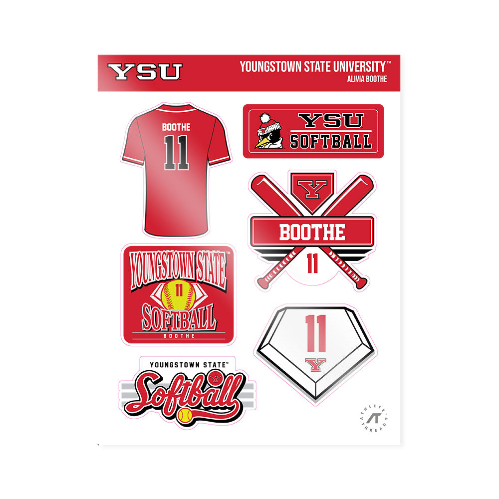 Youngstown State - NCAA Softball : Alivia Boothe - Sticker Sheet-0