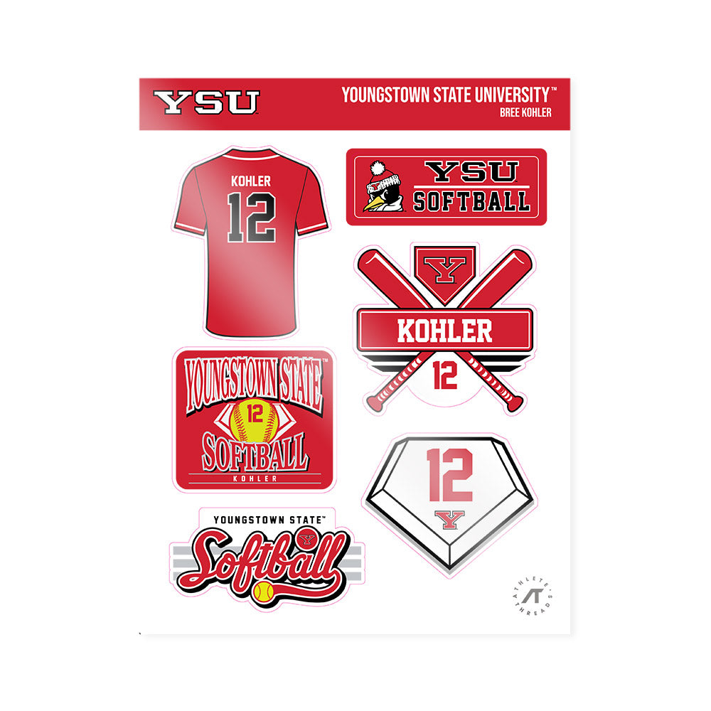 Youngstown State - NCAA Softball : Bree Kohler - Sticker Sheet-0