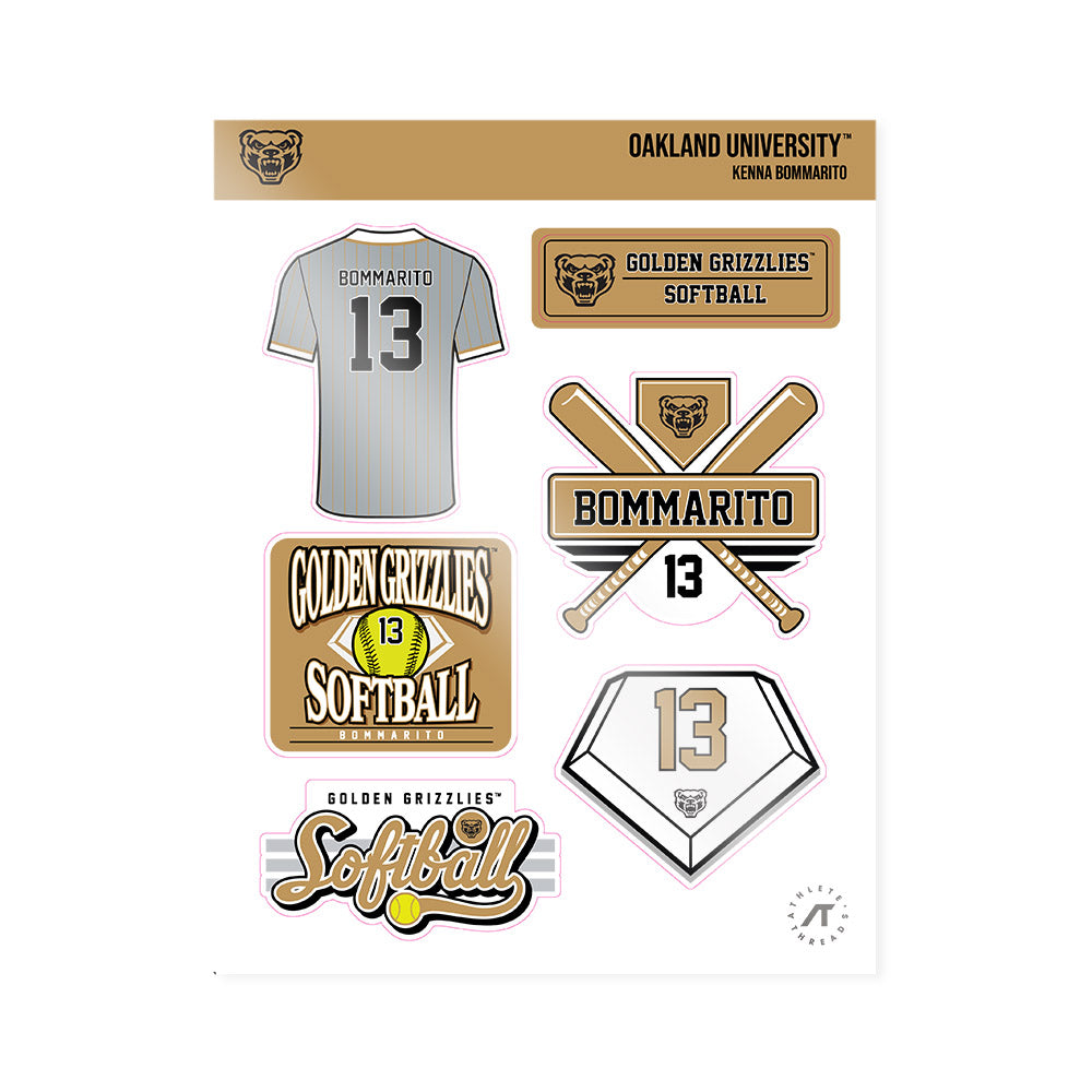 Oakland - NCAA Softball : Kenna Bommarito - Sticker Sheet-0