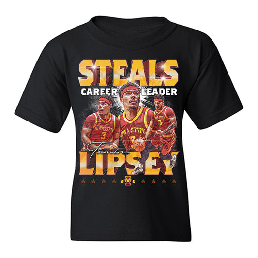 Iowa State - NCAA Men's Basketball : Tamin Lipsey - Youth T-Shirt-0