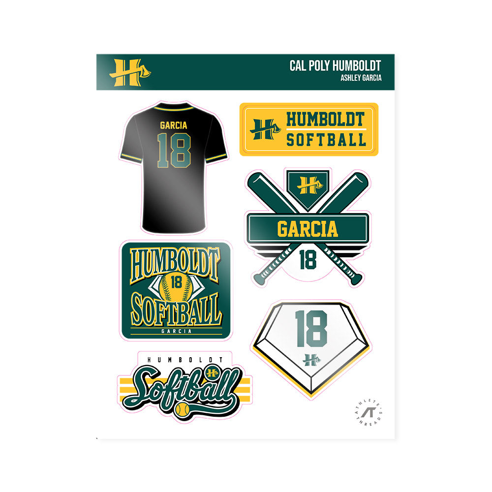 Humboldt State - NCAA Softball : Ashley Garcia - Sticker Sheet-0