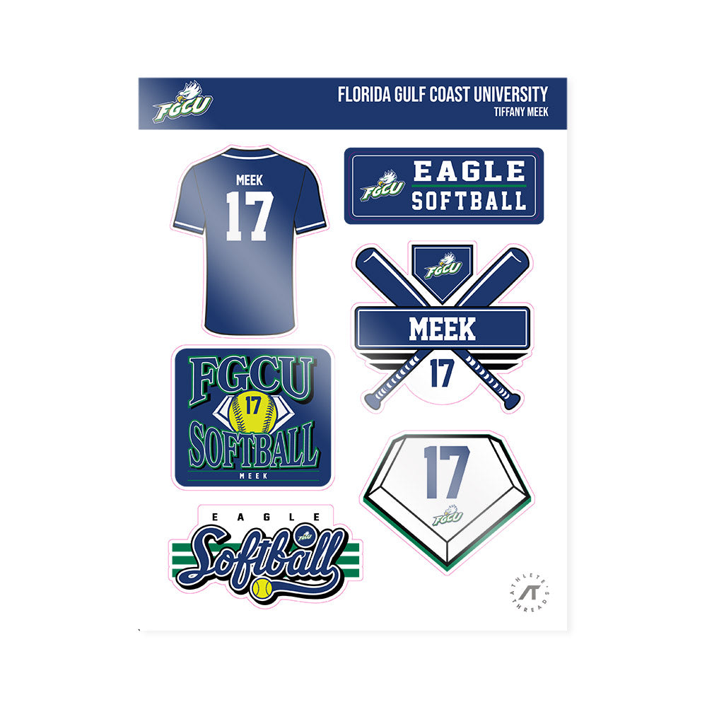 FGCU - NCAA Softball : Tiffany Meek - Sticker Sheet-0