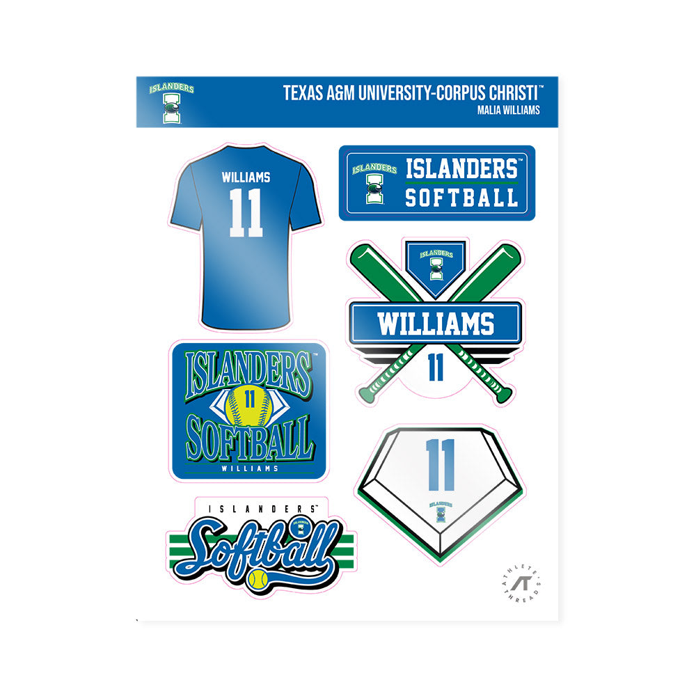 Texas A&M Corpus Christi - NCAA Softball : Malia Williams - Sticker Sheet-0