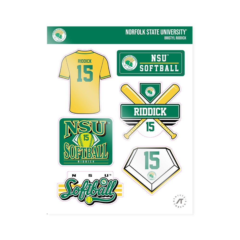 Norfolk State - NCAA Softball : Bristyl Riddick - Sticker Sheet-0