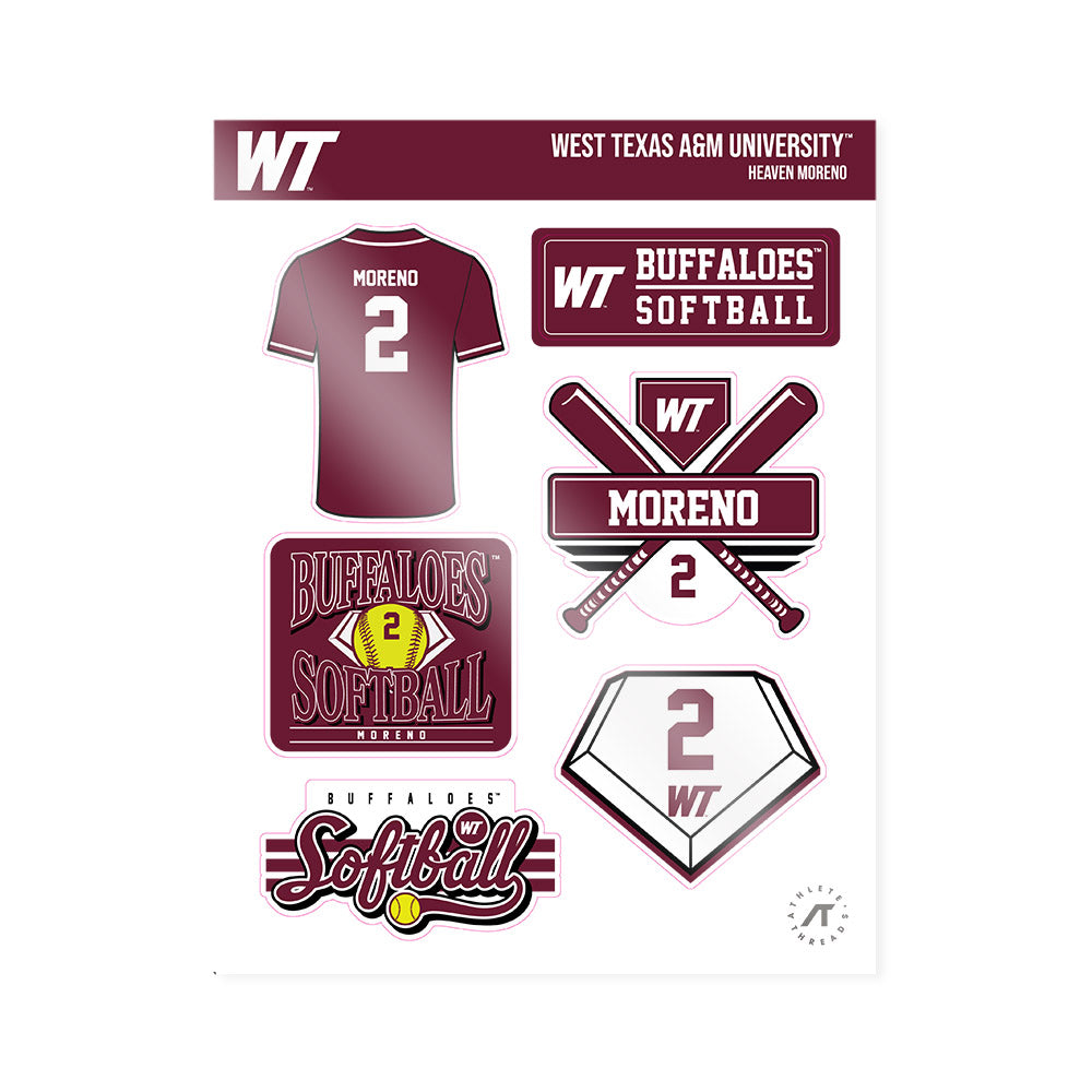 WTAMU - NCAA Softball : Heaven Moreno - Sticker Sheet-0