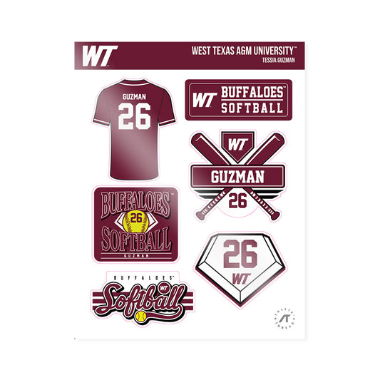 WTAMU - NCAA Softball : Tessia Guzman - Sticker Sheet-0