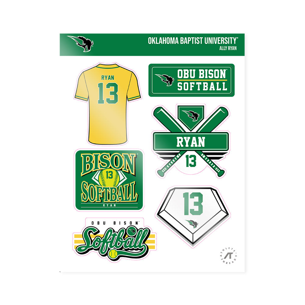 OKBU - NCAA Softball : Ally Ryan - Sticker Sheet-0