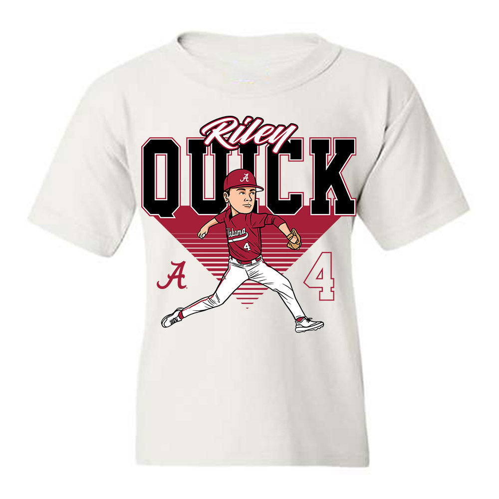 Alabama - NCAA Baseball : Riley Quick - Caricature Youth T-Shirt-0