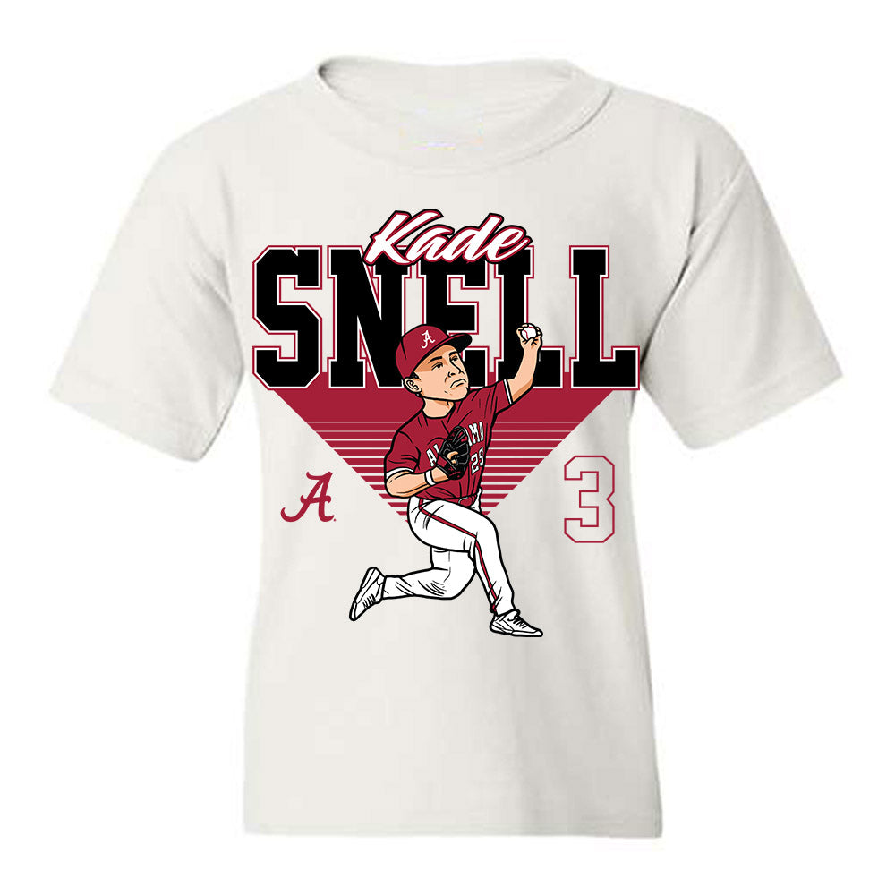Alabama - NCAA Baseball : Kade Snell - Caricature Youth T-Shirt-0