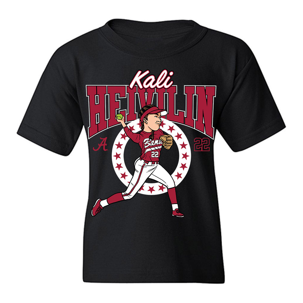 Alabama - NCAA Softball : Kali Heivilin - Caricature Youth T-Shirt-0