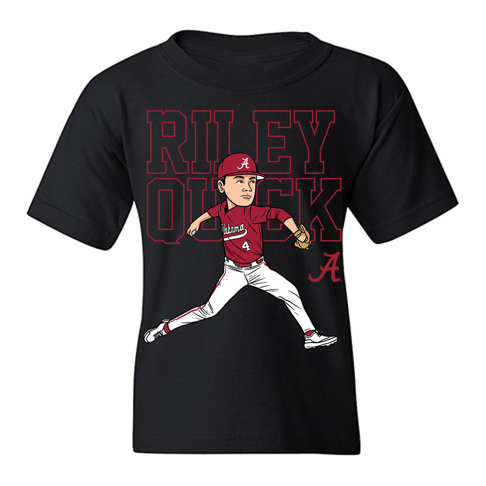 Alabama - NCAA Baseball : Riley Quick - Caricature Youth T-Shirt-0