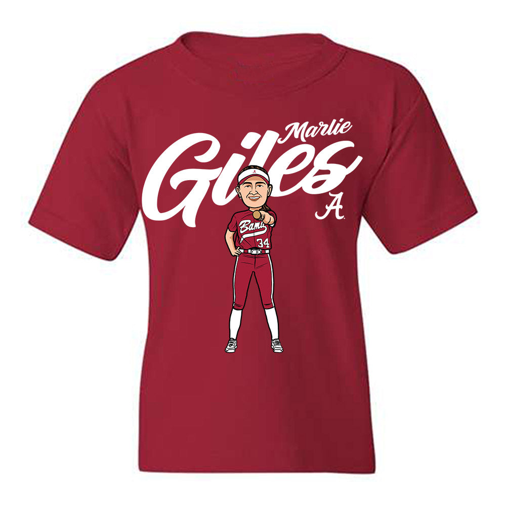 Alabama - NCAA Softball : Marlie Giles - Caricature Youth T-Shirt-0