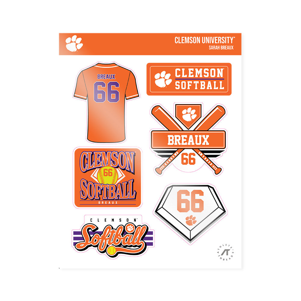 Clemson - NCAA Softball : Sarah Breaux - Sticker Sticker Sheet-0