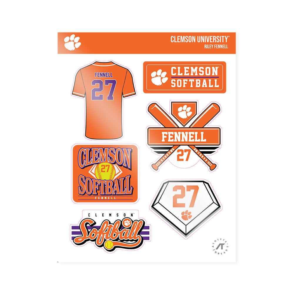 Clemson - NCAA Softball : Riley Fennell - Sticker Sheet-0