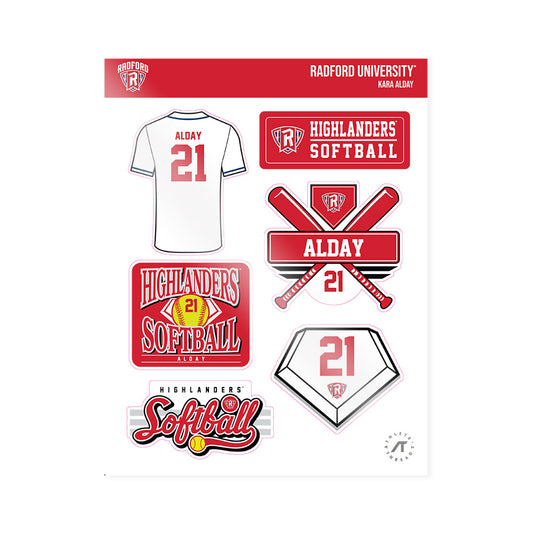 Radford - NCAA Softball : Kara Alday - Sticker Sheet-0