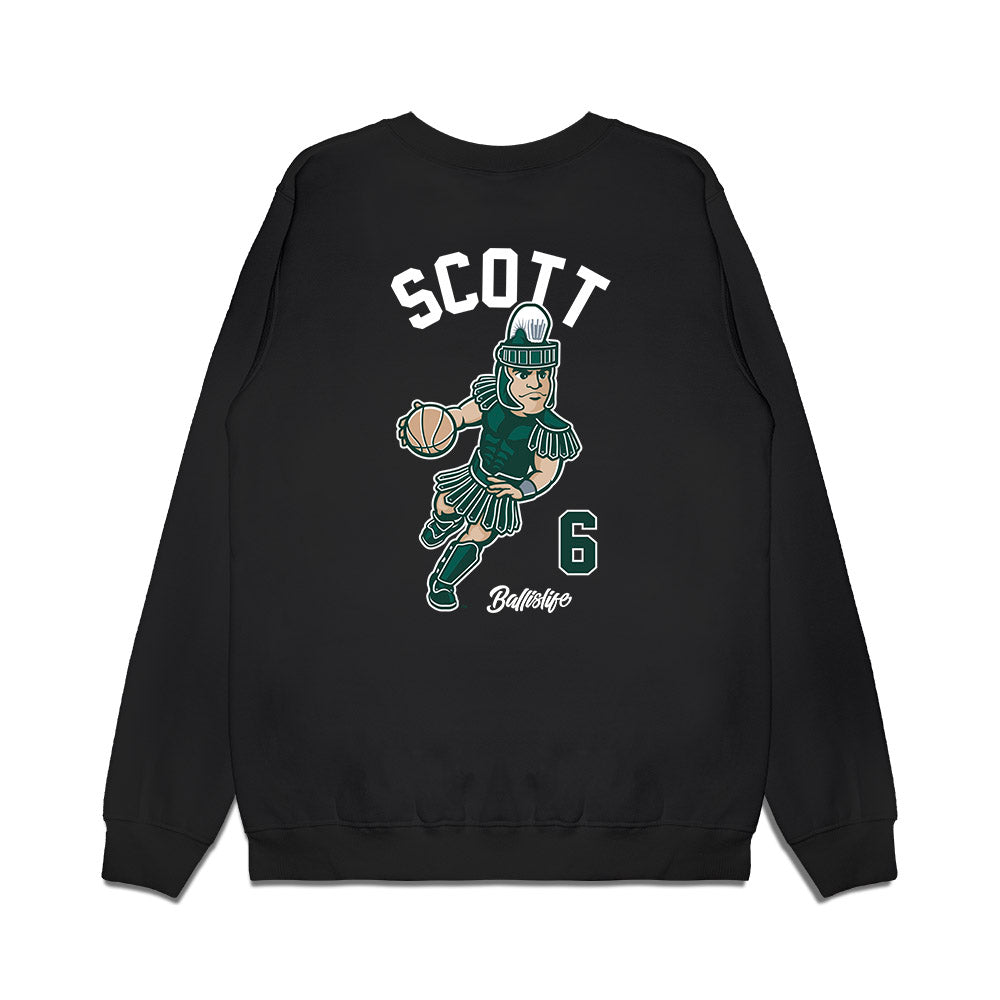 Michigan State - NCAA Men's Basketball : Jordan Scott - Ball is Life Premium Crewneck Sweatshirt-1