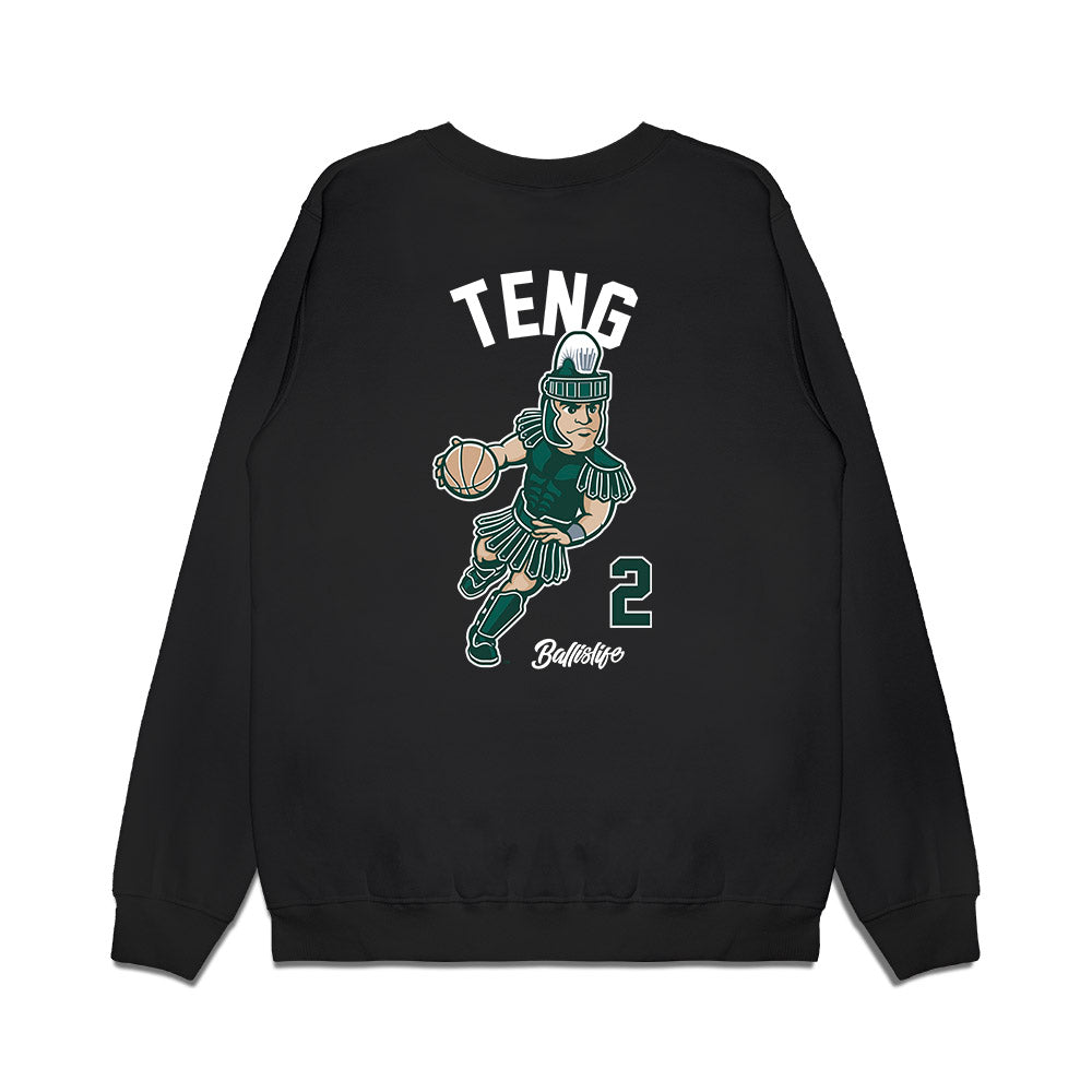 Michigan State - NCAA Men's Basketball : Kur Teng - Ball is Life Premium Crewneck Sweatshirt-1