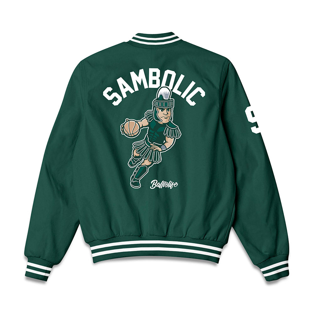 Michigan State - NCAA Women's Basketball : Sara Sambolic - Ball is Life Bomber Jacket-1