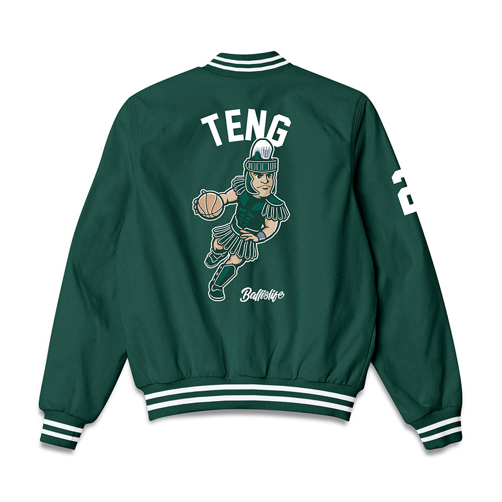 Michigan State - NCAA Men's Basketball : Kur Teng - Ball is Life Bomber Jacket-1