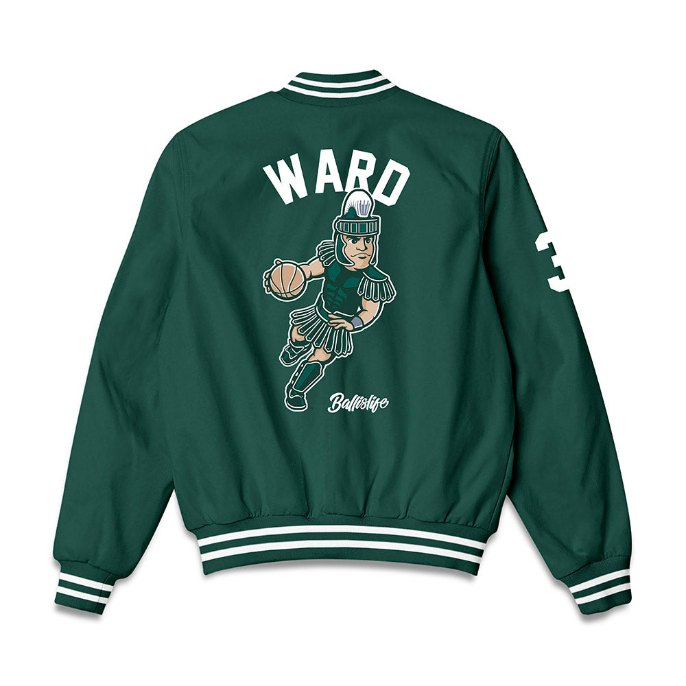 Michigan State - NCAA Men's Basketball : Cam Ward - Ball is Life Bomber Jacket-1