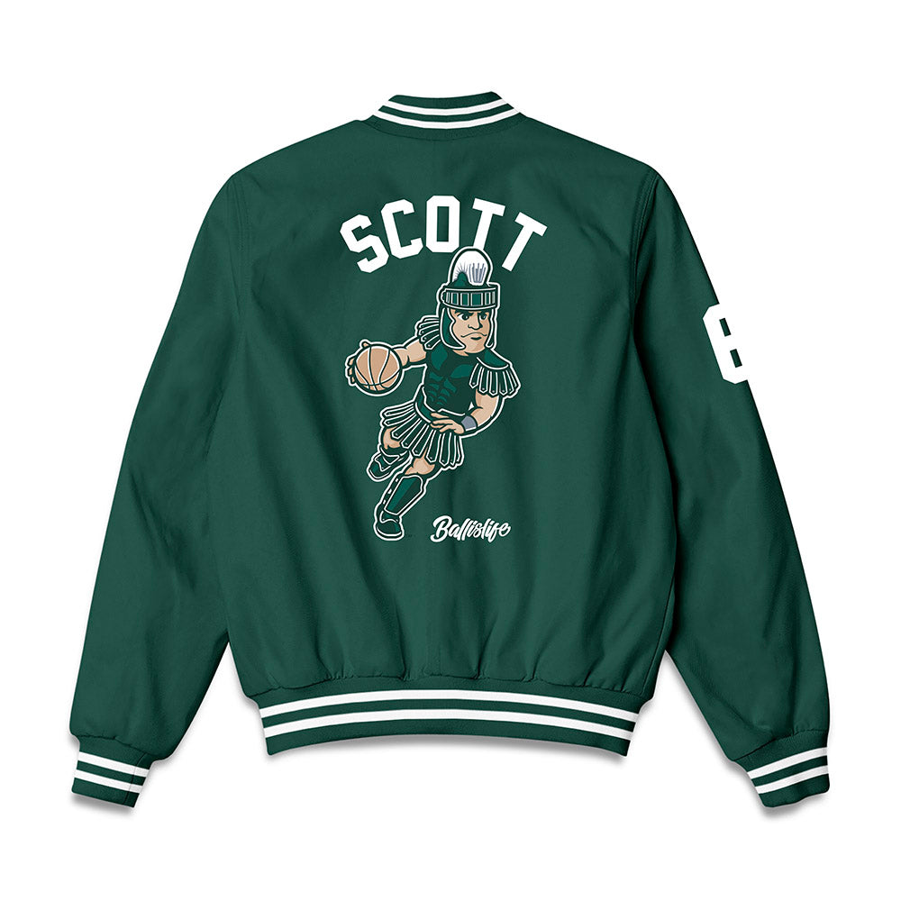 Michigan State - NCAA Men's Basketball : Jordan Scott - Ball is Life Bomber Jacket-1