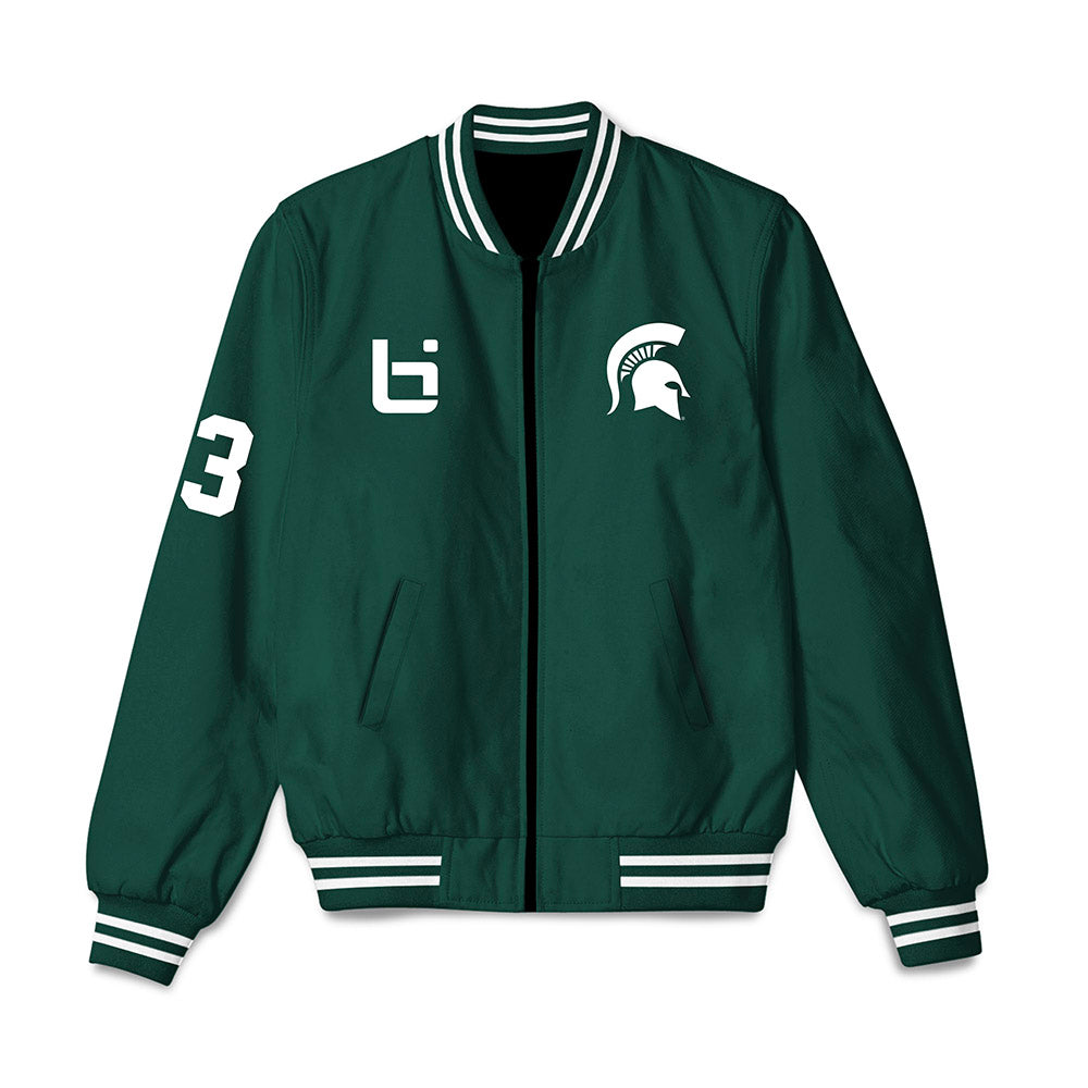 Michigan State - NCAA Women's Basketball : Juliann Woodard - Ball is Life Bomber Jacket-0