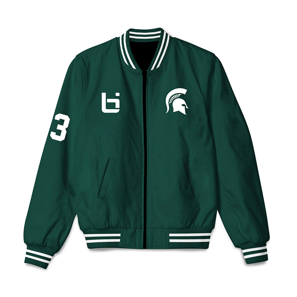 Michigan State - NCAA Men's Basketball : Colin Walton - Ball is Life Bomber Jacket-0
